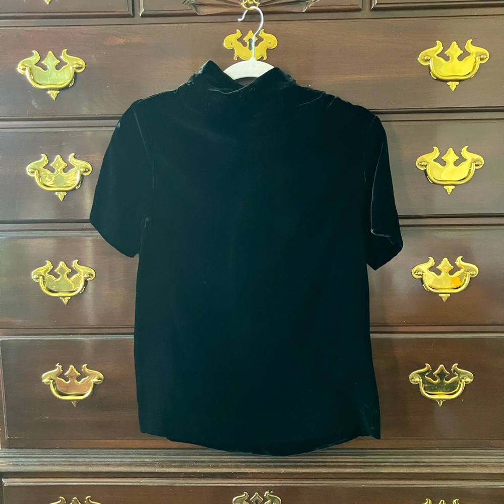 Cos Mock Neck Short Sleeve Velvet Top